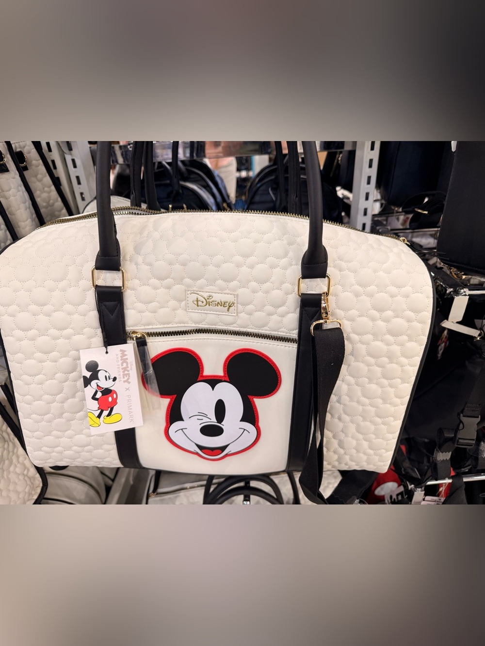 Disney White, Black & Red Mickey Quilted Tote Bag
